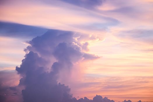 Beautiful sunset sky above clouds.  orange sunset sky. Beautiful sky.Dramatic red yellow pastel color at sunset