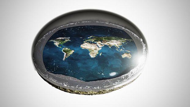 "3d illustration" of flat earth isolated on white background