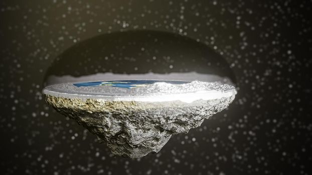 "3d illustration" of flat earth in the universe