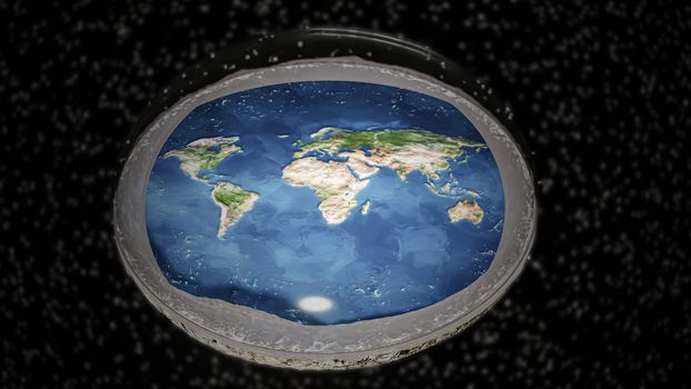 "3d illustration" of flat earth in the universe