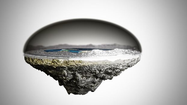 "3d illustration" of flat earth isolated on white background 