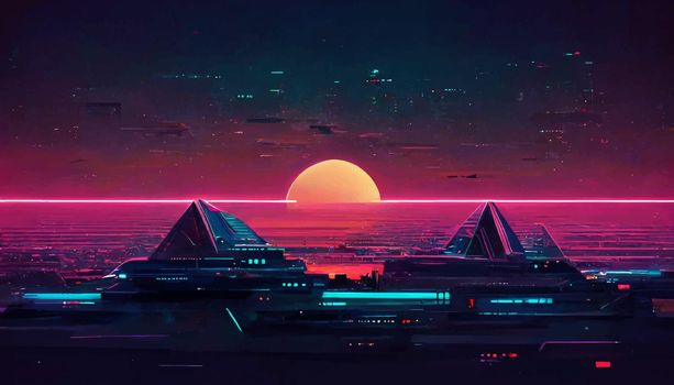 background retro Synthwave. Geometric retro Background illustration. illustration for wallpaper.