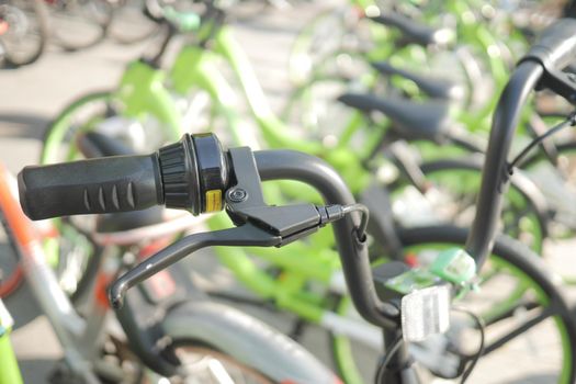 close up of Row of bicycles selective focus