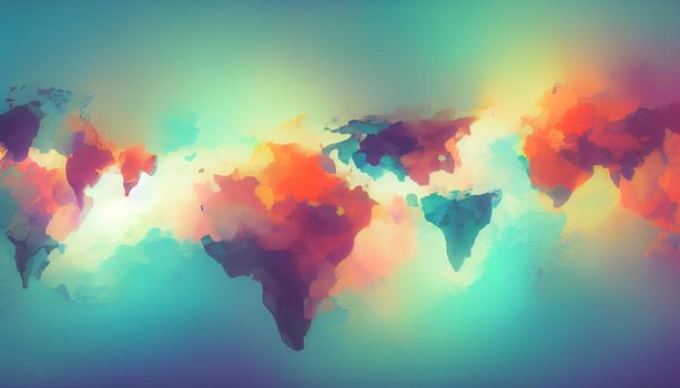 3D Illustration pastel multi color gradient blurred background.