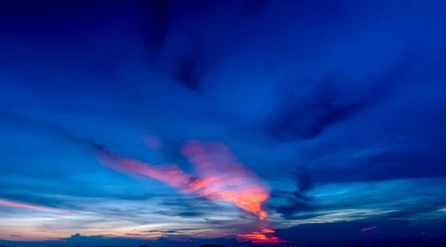 Clouds twilight sky in pastel color Pink and blue, colorful spiritual background.