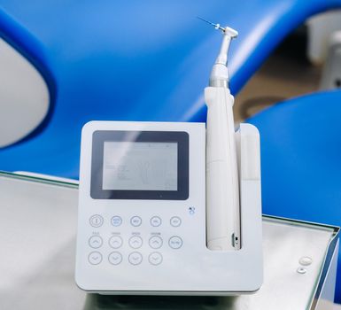 dental equipment in the dentist's office for root canal treatment. Close-up, endomotor.