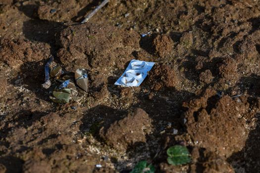 Blister packaging of tablets is environmental pollution in a German field