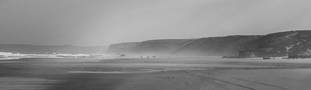 Coastal art print, monochrome and seascape concept - Atlantic ocean coast scenery, fine art