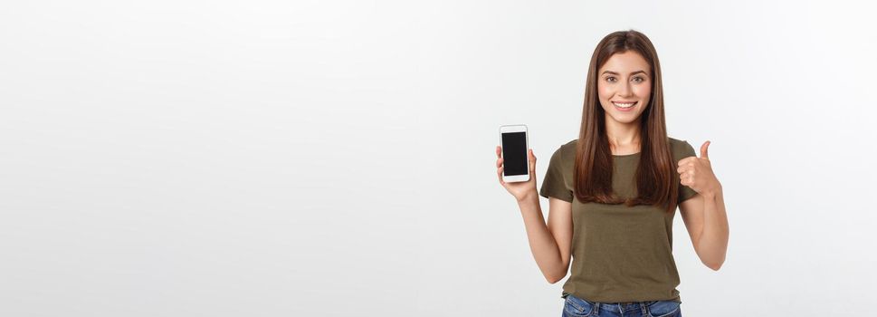 Girl Holding Smart Phone - Beautiful smiling girl holding a smart phone.