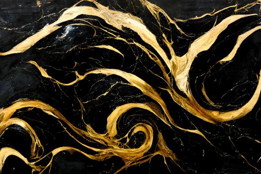 Black-golden marble luxury texture and background, neural network generated art. Digitally generated image. Not based on any actual scene or pattern.