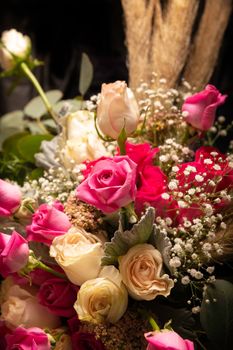 bouquet of roses and foliage