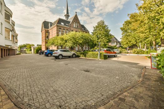 View of street near building with beauty of vegetation outside