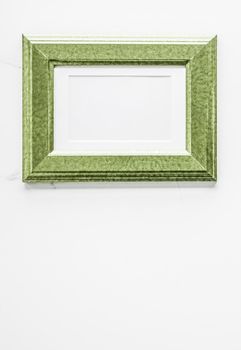 Modern feminine, artwork mock up, luxury design concept. Decorate with chic and style - Green photo frame on marble, flatlay