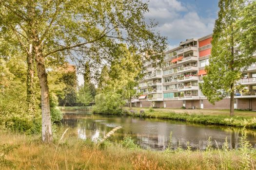 View of street near river with beauty of vegetation outside