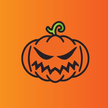 cute halloween evil pumpkin illustration. halloween pumpkin. flat evil pumpkin