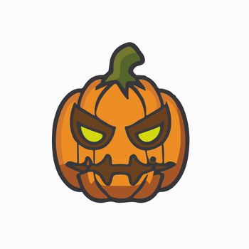 cute halloween evil pumpkin illustration. halloween pumpkin. flat evil pumpkin