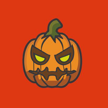 cute halloween evil pumpkin illustration. halloween pumpkin. flat evil pumpkin