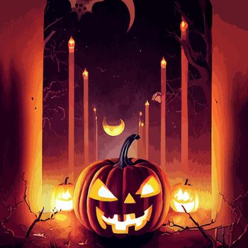 halloween evil pumpkin illustration. halloween pumpkin.