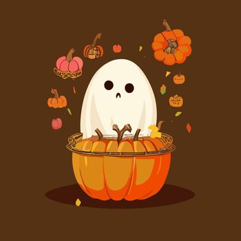 cute halloween ghost illustration. halloween illustration.