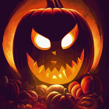 halloween evil pumpkin illustration. halloween pumpkin.