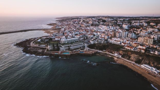 Ariel view of Ericeira town, Portugal. High quality photo