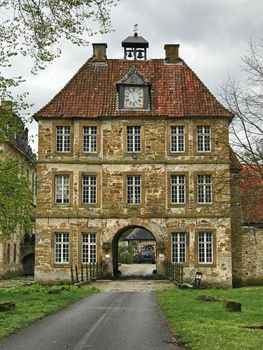 Tatenhausen, NRW, Germany - April 15 2017 The gate house of Castle Tatenhausen. It was build around 1740