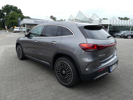 Itterbeck, Lower Saxony, Germany - July 31 2022 A grey Mercedes EQA 250 - An electric subcompact SUV by Mercedes-Benz