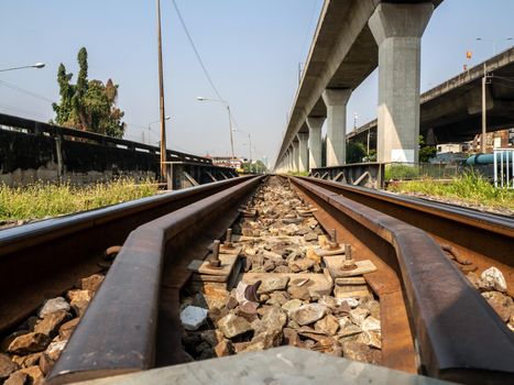 Railway tracks at the interchangeable track's position