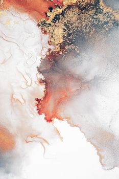 Burning abstract background from marble ink art of exquisite original painting . Painting was painted on high quality paper texture to create smooth marble background pattern of ombre alcohol ink .