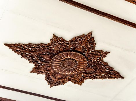 Beautiful art pattern decoration on the ceiling of the rooms in the temple