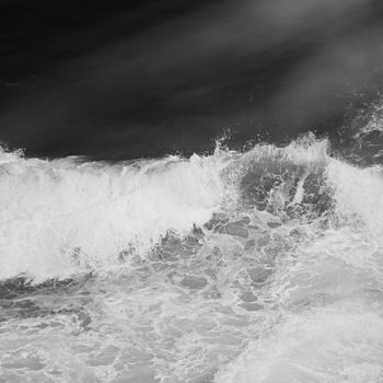 Coastal art print, monochrome and seascape concept - Atlantic ocean coast scenery, fine art