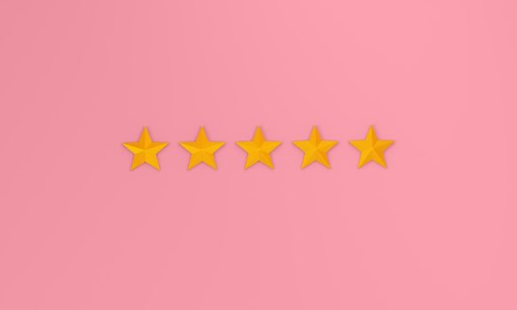 Star rating of the experience concept on a pink background. 3d rendering.