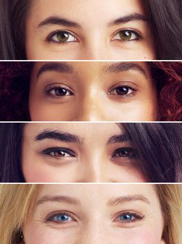 Eyes have their own vocabulary. Composite image of an assortment of peoples eyes