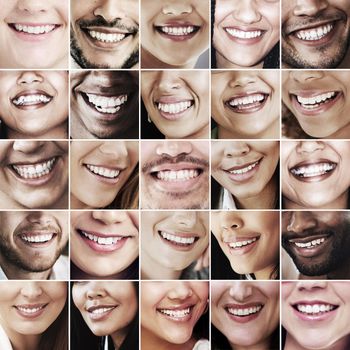 So many smiles. Which one is your favorite. Composite image of an assortment of people smiling