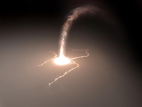 Lightning strike of thunder in dark. Illustration of Flash of electric power