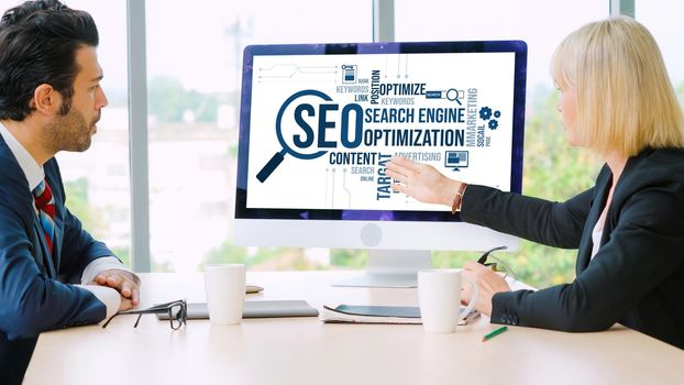 SEO search engine optimization for modish e-commerce and online retail business showing on computer screen