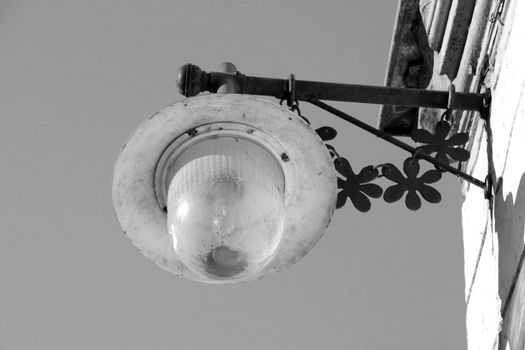 Black and white photo. Street lamp. Street lighting