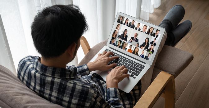 Business people on video conference for modish virtual group meeting of corprate business office workers