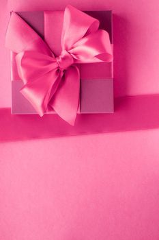 Baby shower girl, celebration, present concept - Pink gift boxes, feminine style flatlay background