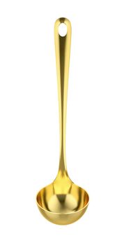 Gold ladle isolated on white background, front view