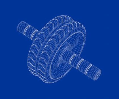 3D wire-frame model of abdominal toning wheel