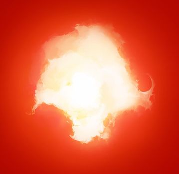 Light Fire Flash on red background. Illustration of Fire Explosion with Copy Space.