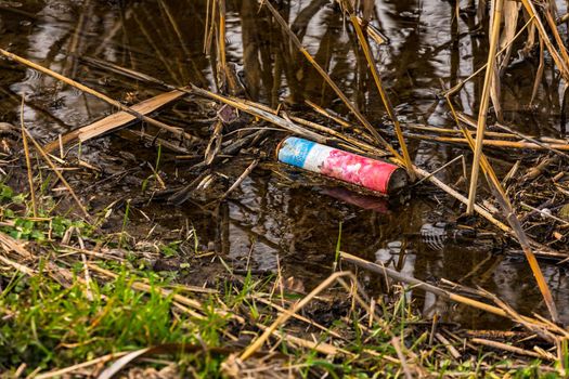 A spray rusts very slowly in a body of water