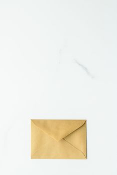 Communication, newsletter and business concept - Envelopes on marble background, message