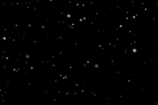 White snow overlay layer on black background, snowflakes bokeh and snowfall for Christmas and holiday design concept