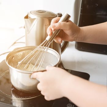 Bakery chef cooking bake in the kitchen professional