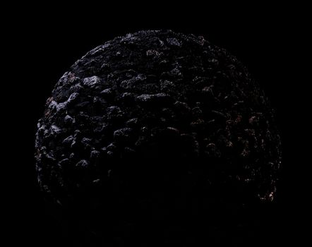 Dark Asteroid, Black area with copy space for message. Texture of Stone surface in Shadow.