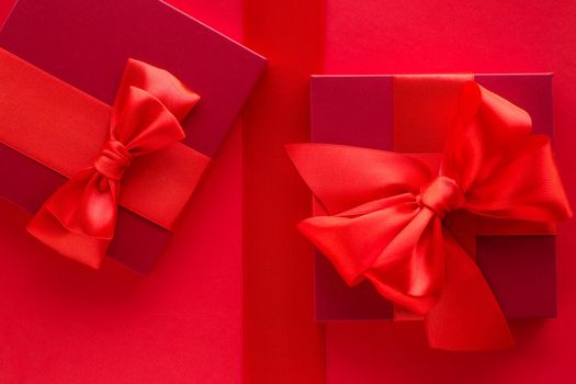 Romantic celebration, lifestyle and birthday present concept - Luxury holiday gifts on red