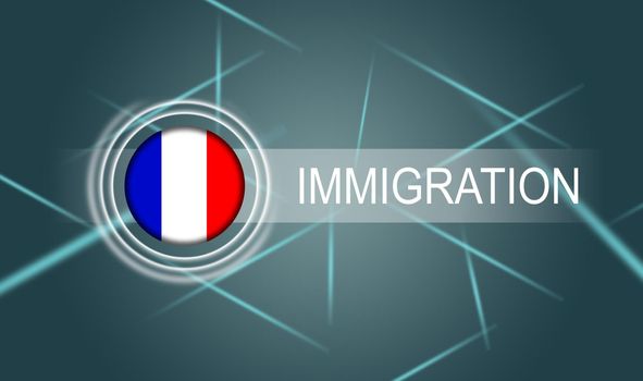 flag of france and inscription immigration.