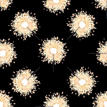 Watercolor bengal lights seamless pattern on black background